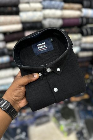 Korean Linen Shirts - M - 36, Jet Black