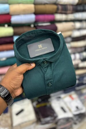 Cotton Plain Shirts - 2XL - 42, Dark Teal Green