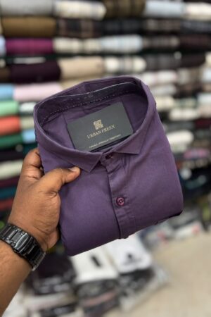 Cotton Plain Shirts - 3XL - 44, Deep Purple