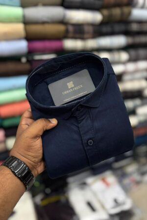 Cotton Plain Shirts - 2XL - 42, Navy Blue